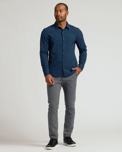 True ClassicMan wears Navy & Carbon Slim Chino Pants, showcasing modern fit and style.