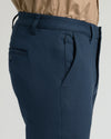 Navy Slim Chino Pants 2.0, showing waistband, pocket, and belt loops.