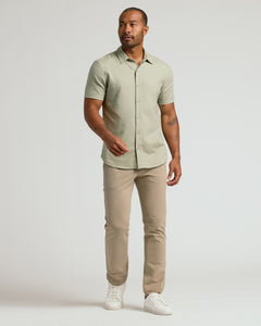 True ClassicMan wearing Khaki Straight Chino Pants 2.0, relaxed slim fit.