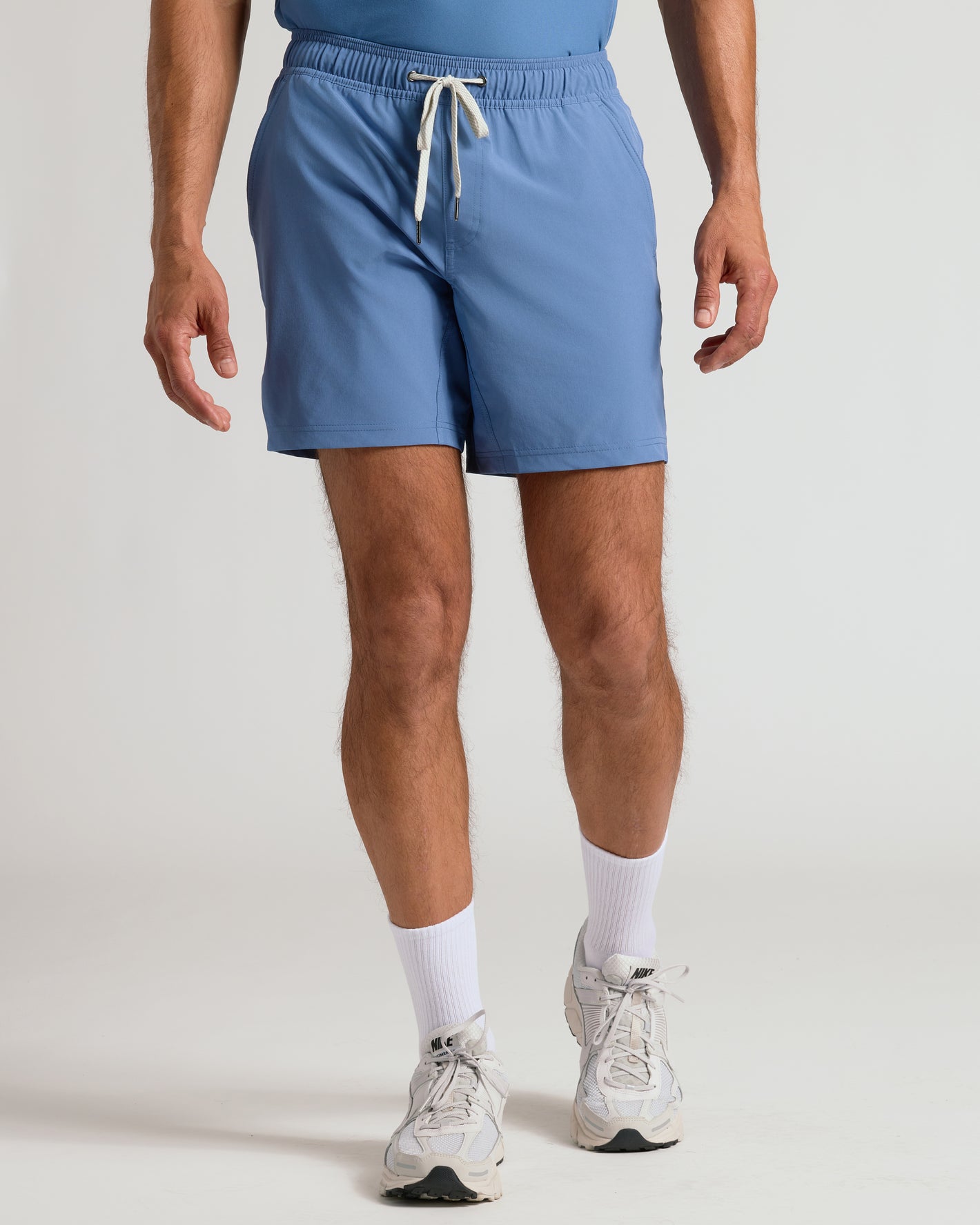 Azul Active Quick Dry Shorts with Liner, slate-blue, mid-thigh length.