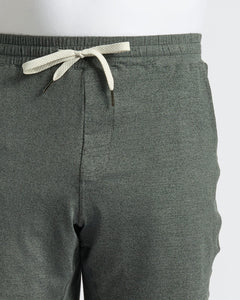 True ClassicCharcoal Heather Gray Active Comfort Shorts waistband with drawcord tied in bow.