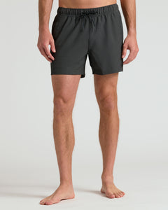 True Classic5 Smoke Seersucker Swim Trunks with elastic waistband and side pockets.