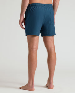 True Classic5 Underwater Seersucker Swim Trunks with elastic waistband and patch pocket.