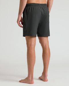 True ClassicBack view of 7 Smoke Seersucker Swim Trunks with pocket.