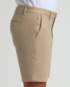 True Classic9 Khaki Chino Shorts 2.0 with side pocket and buttoned back pocket.