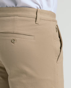 True Classic9 Khaki Chino Shorts 2.0, showcasing tailored fit and buttoned welt pocket.
