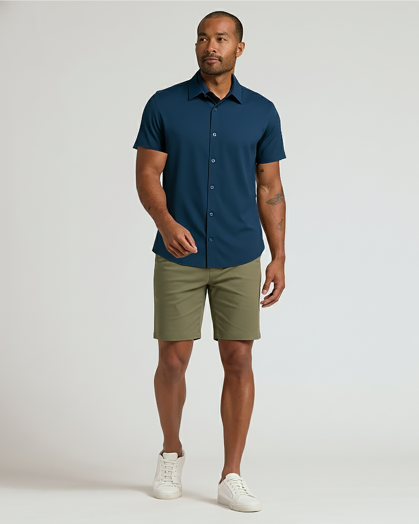 7 Military Green Classic Chino Shorts