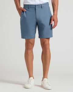 True Classic9 Navy & Fiord Linen Shorts 2-Pack, worn with white sneakers.