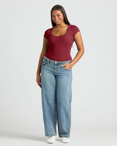Ribbed U‑Neck