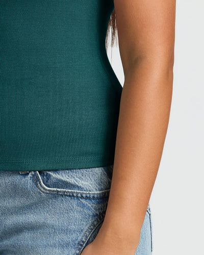 Ribbed U-Neck - Deep Emerald