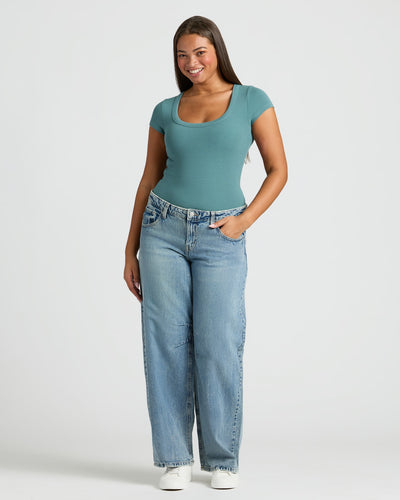 Ribbed U‑Neck