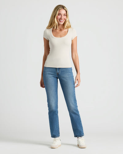 Ribbed U‑Neck
