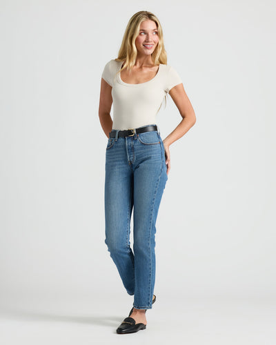 Ribbed U‑Neck