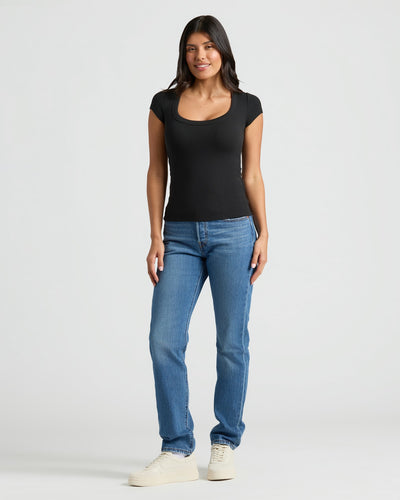 Ribbed U‑Neck