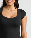 Womens Ribbed U-Neck Tee 3-Pack, black, body-hugging fit, square scoop neckline.