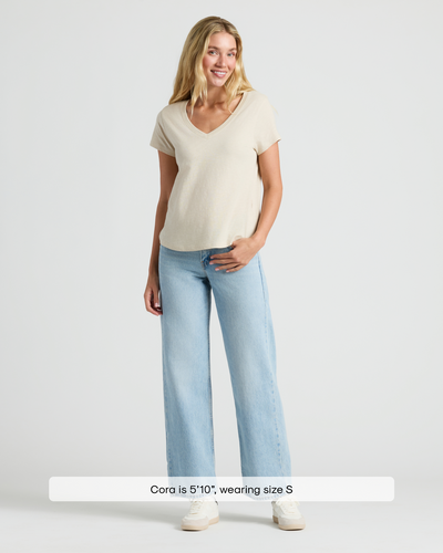 Relaxed Slub V-Neck - Oatmeal