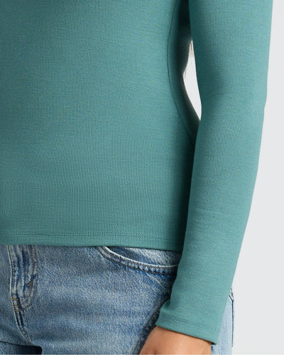 Ribbed Long Sleeve Scoop Neck - Stormcloud