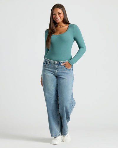 Ribbed Long Sleeve Scoop Neck