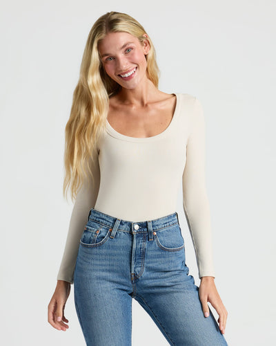 Ribbed Long Sleeve Scoop Neck