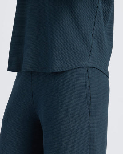 Waffle Long Sleeve Boxy Henley - Navy
