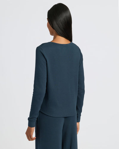 Waffle Henley & Waffle Pants Set - Navy