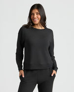 Womens Black Slouch Pullover Crew