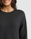 Woman in Womens Black Slouch Pullover Crew from 2-Pack.