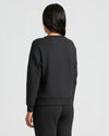 Womens Black Slouch Pullover Crew & Relaxed Jogger 2-Pack worn from behind.