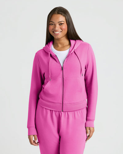 Electric Fuchsia Crop Zip Hoodie & Relaxed Jogger Set