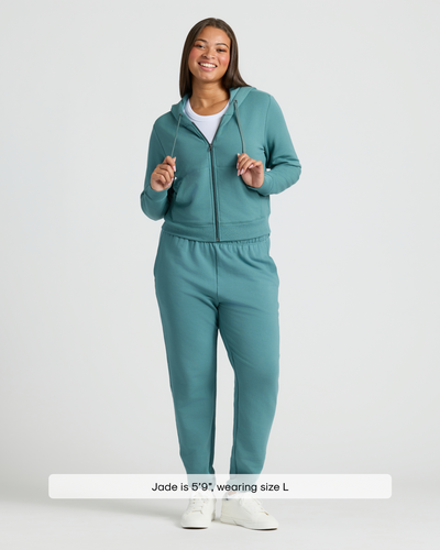 Crop Zip Hoodies - Stormcloud