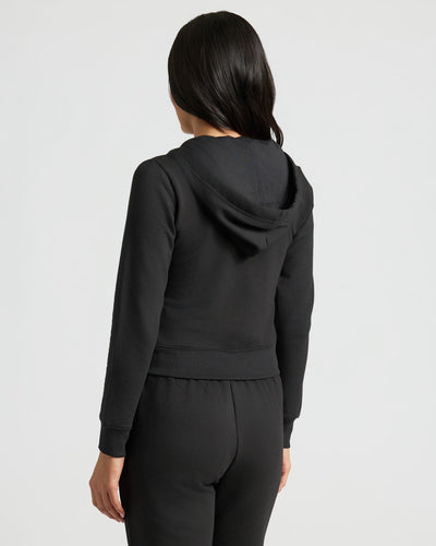 Crop Zip Hoodie & Relaxed Jogger Set - Black