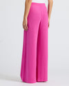 Womens Electric Fuchsia Waffle Wide Leg Pants modeled, showcasing textured fabric.