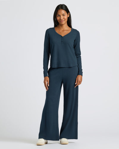 Waffle Long Sleeve Boxy Henley