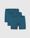 Teal Boxer Briefs 3-Pack, staggered display, showcasing soft, supportive design.