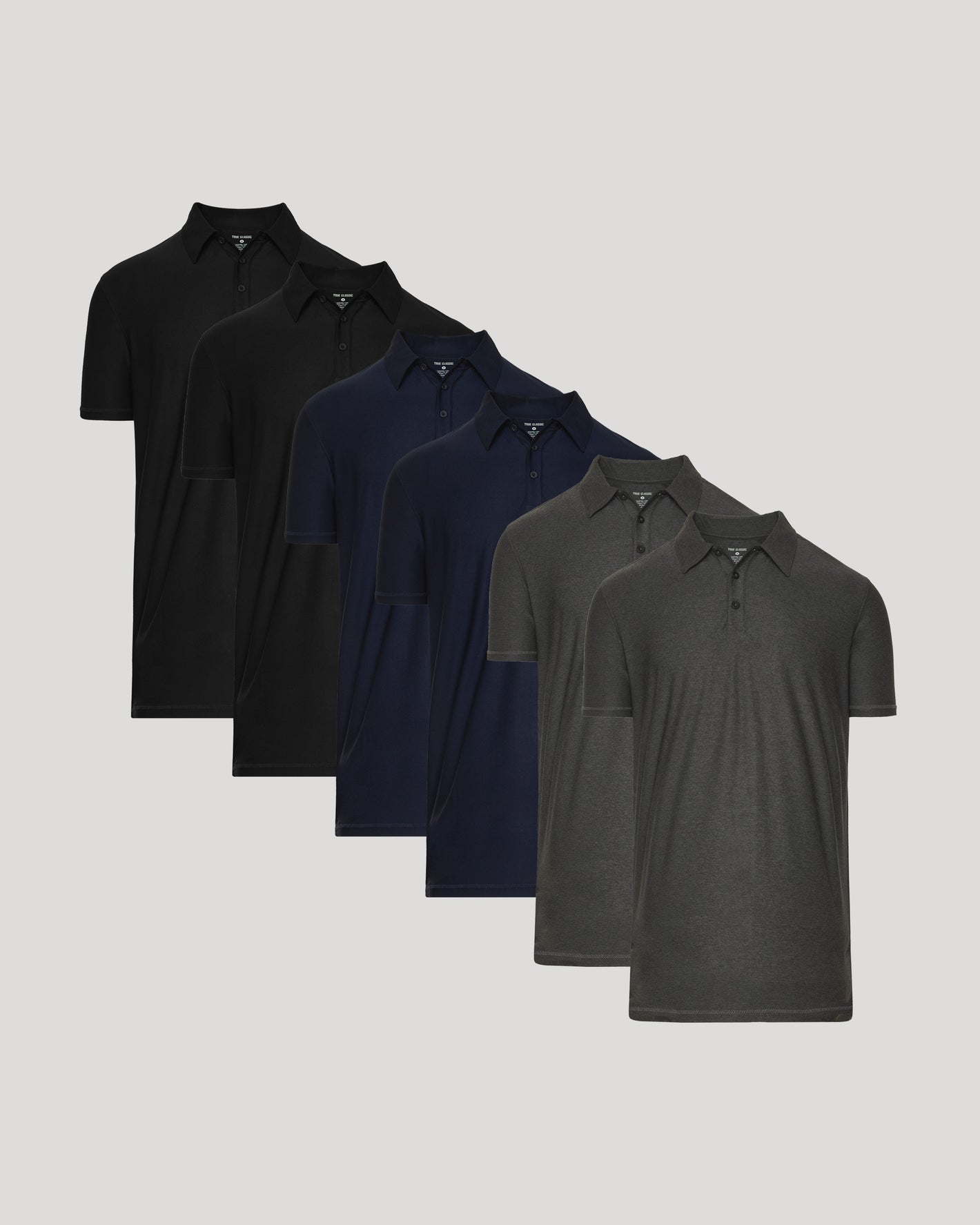 Timeless Tall Active Polo 6-Pack featuring classic collar and three-button placket.