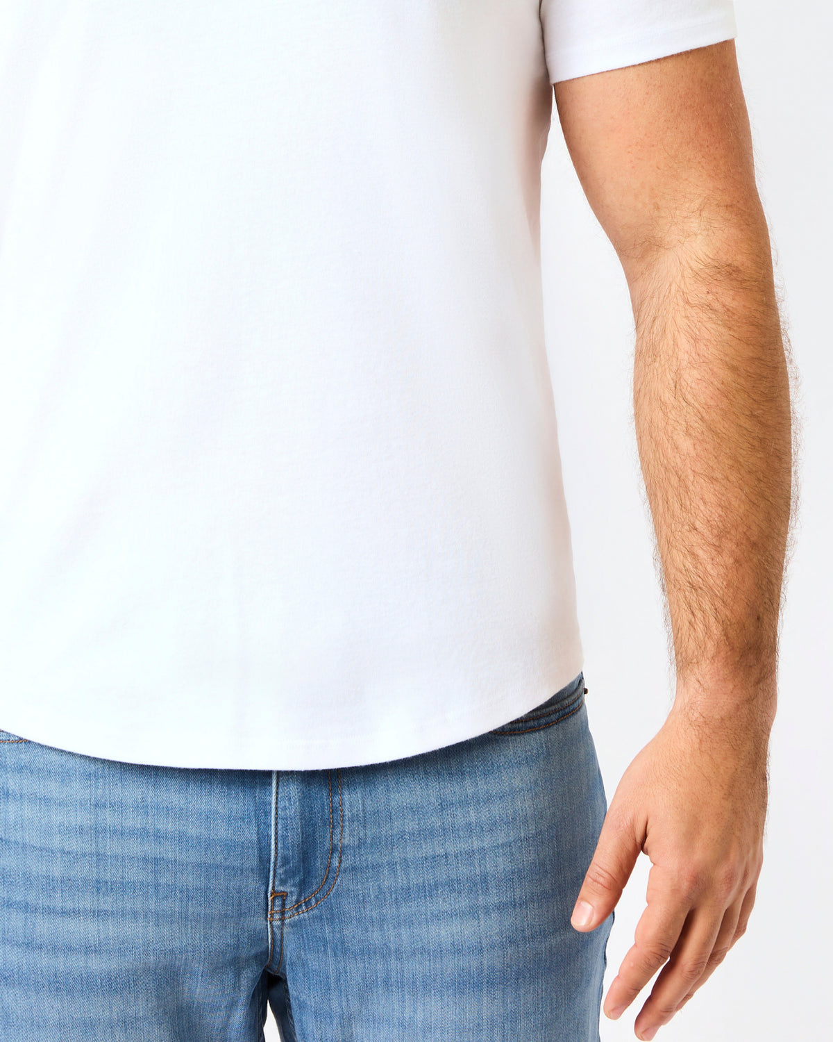 White Short Classic Curved Hem Crew