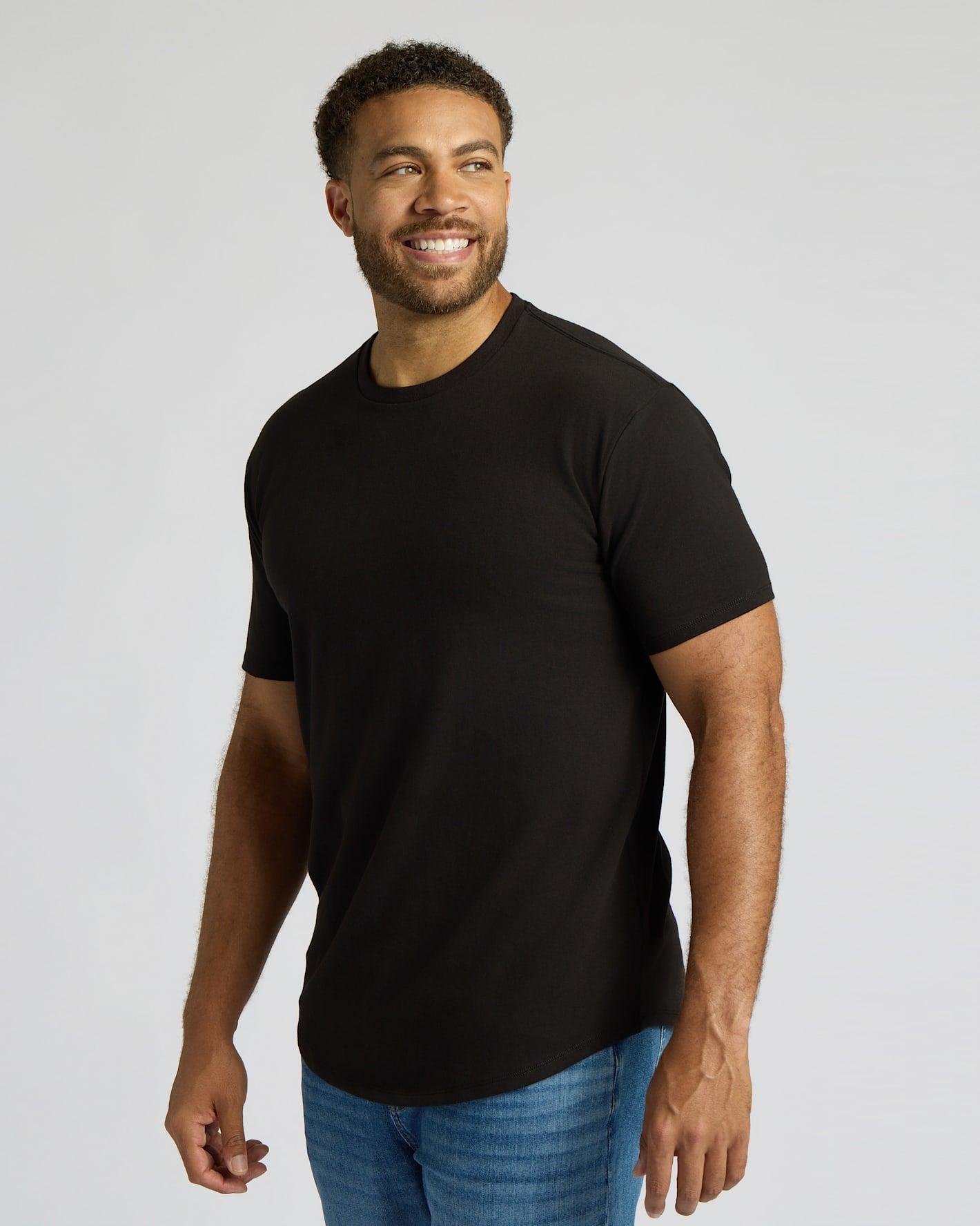 All Black Tall Heavyweight Curved Hem Crew 3-Pack