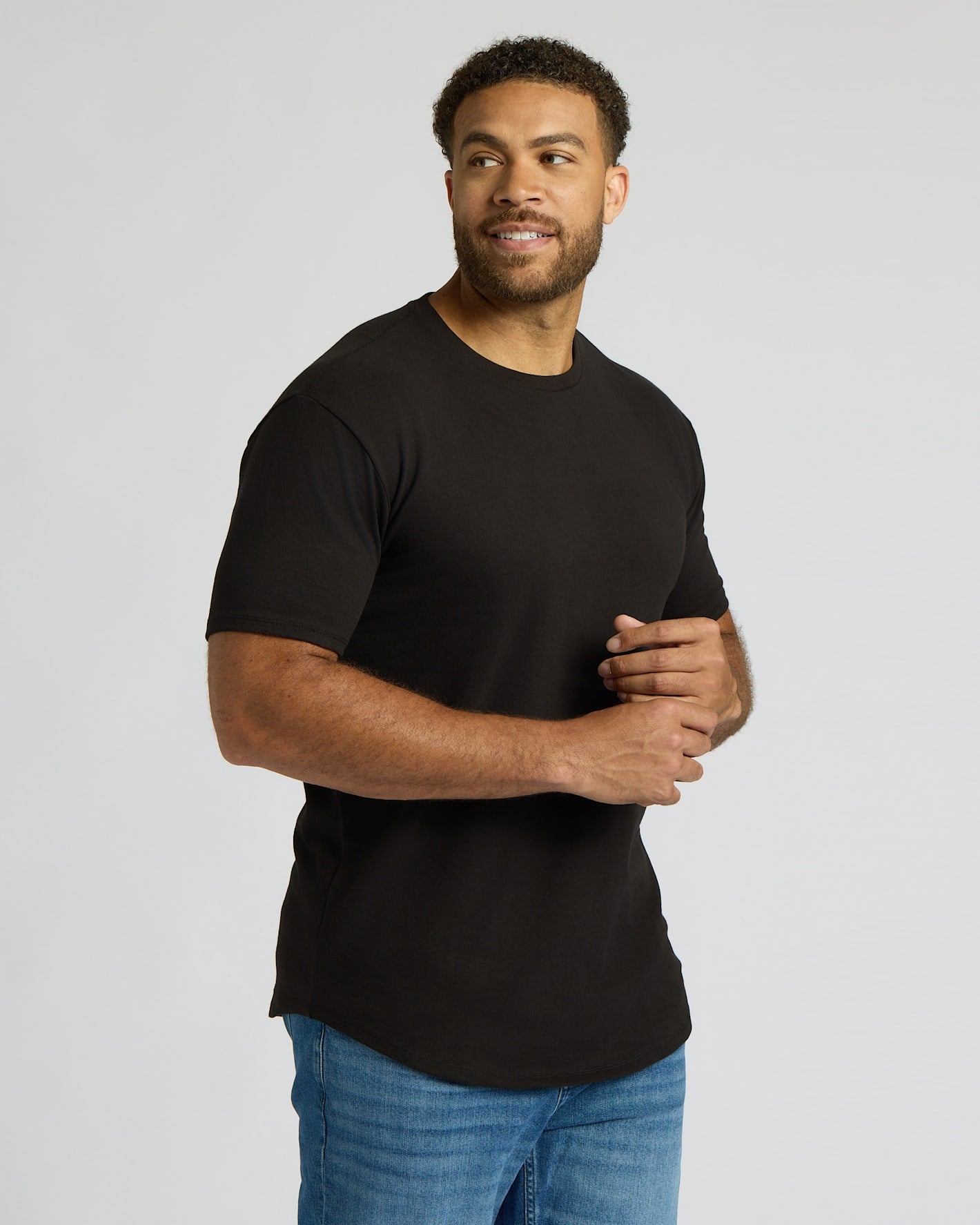 All Black Tall Heavyweight Curved Hem Crew 3-Pack