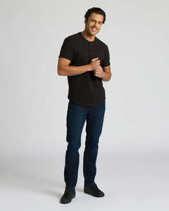 True ClassicBlack Heavyweight Curved Hem Henley