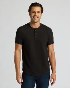 True ClassicBlack Heavyweight Curved Hem Henley