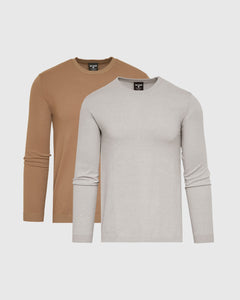 True ClassicTruffle & Heather Gray Crew Neck Sweater 2-Pack