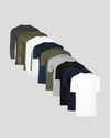 The Versatile Crew 9-Pack: ten crew-neck shirts, varied styles.