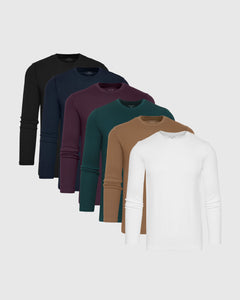 True ClassicVibrant Waffle Long Sleeve Crew 6-Pack