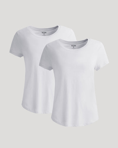 Womens White Slub Scoop Neck Tee 2-Pack