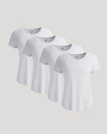 Womens White Slub Scoop Neck Tee 4-Pack