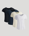 Womens Staple Slub Scoop Neck Tee 4-Pack on display.