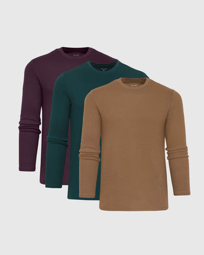 Color Waffle Long Sleeve Crew 3-Pack