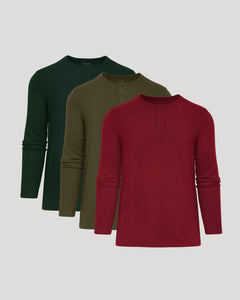 True ClassicColor Waffle Long Sleeve Henley 3-Pack