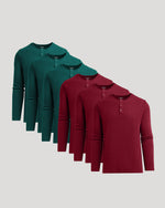 Seasonal Waffle Long Sleeve Henley 6-Pack