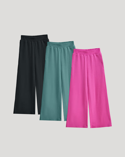 Pantalón waffle pierna ancha para niñas